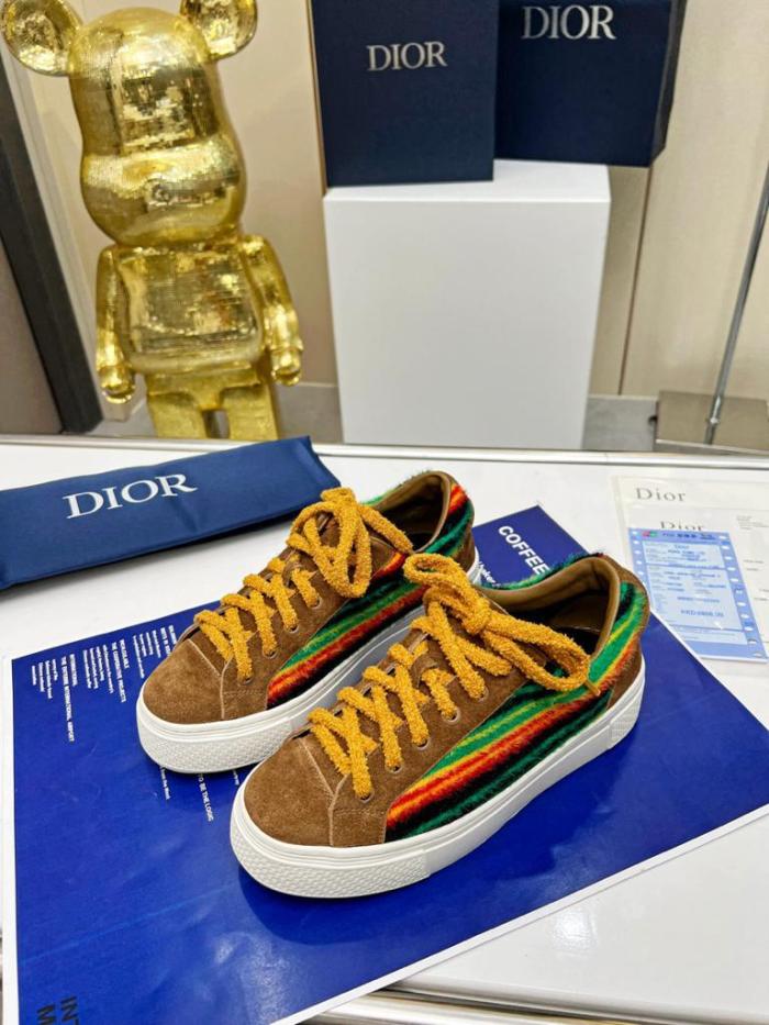 DIOR TEARS B33 SNEAKER - LIMITED AND NUMBERED EDITION Yellow Multicolor Mohair and Brown Suede