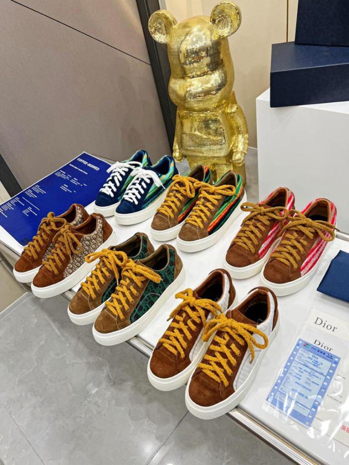 DIOR TEARS B33 SNEAKER - LIMITED AND NUMBERED EDITION Yellow Multicolor Mohair and Brown Suede