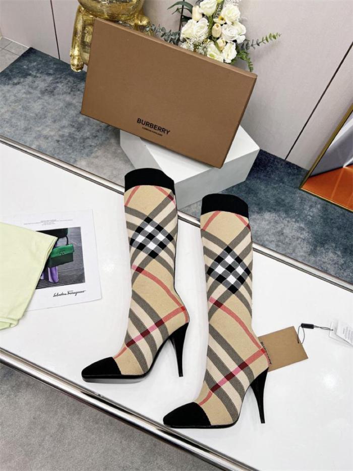 Burberry Knitted Check Sock Boots Heel height: 10.5cm/4.1in