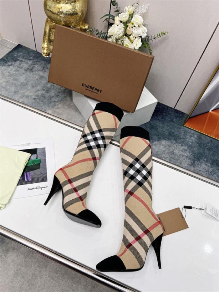 Burberry Knitted Check Sock Boots Heel height: 10.5cm/4.1in