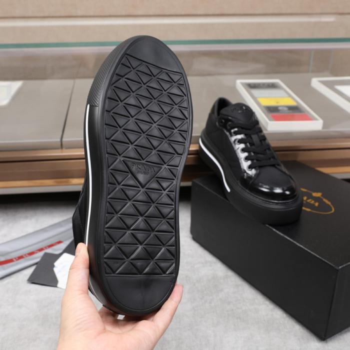 Prada Macro Re-Nylon and brushed leather sneakers Black