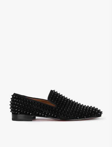 Christian Louboutin black Spikes Dandelion suede loafers