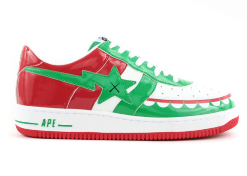 A Bathing Ape Bape Sta Low KAWS Chompers Red Green