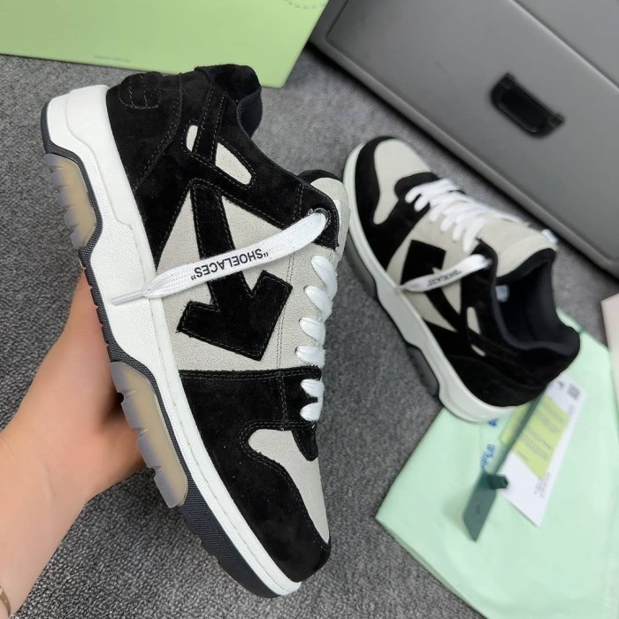 OFF-WHITE Out Of Office OOO Low Tops White Black White