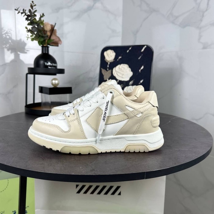 OFF-WHITE Out Of Office OOO Low Tops light beige white