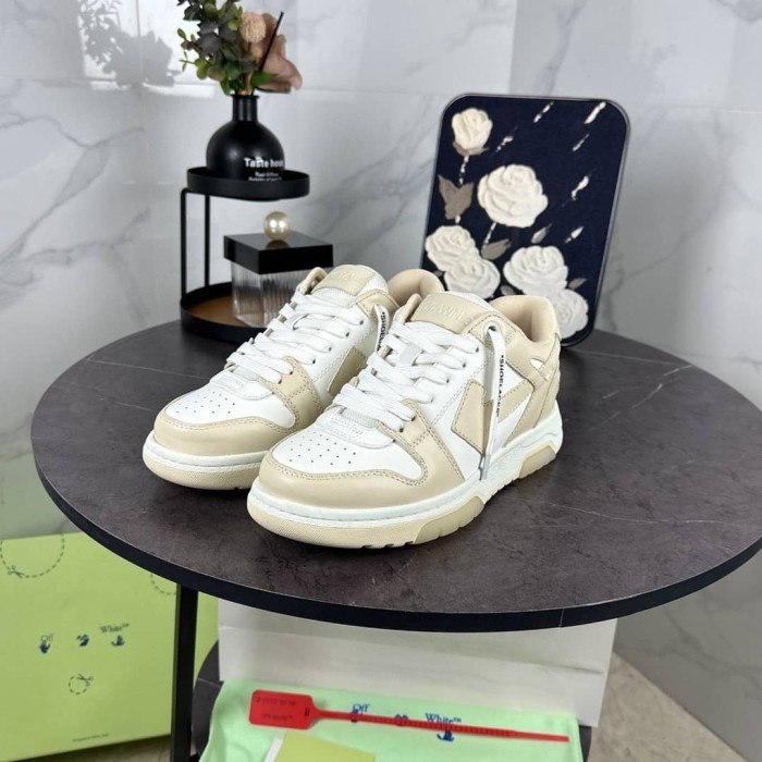 OFF-WHITE Out Of Office OOO Low Tops light beige white