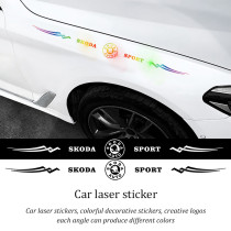 1Pcs Car Laser Stickers Vinyl Reflective Waterproof Sticker Creative Decals Car Styling For Skoda Fabia 2 3 Karoq Kodiaq Octavia