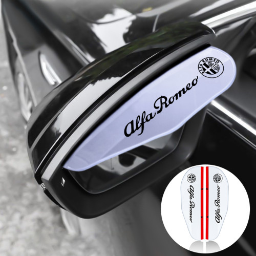 2PCS PVC Car Rearview Mirror Rain Eyebrow Waterproof Sun Visor Shade Protector Sticker For Alfa Romeo Giulia Giulietta 159 Mito