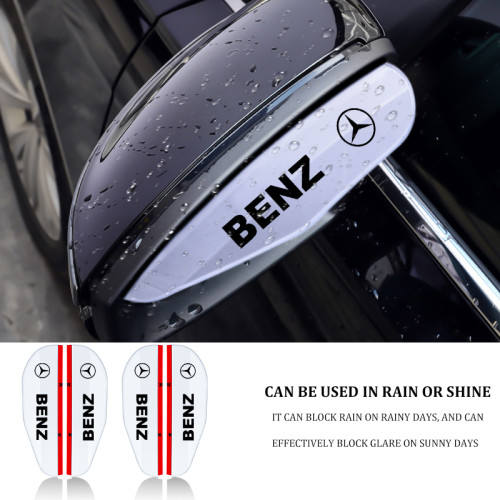 2Pcs Car Side Rear View Mirror Sun Visor Rain Eyebrow Auto Rainproof Shield Flexible Protector For Mercedes Benz C E SLK CLS M GL A200 C63 E Class Exclusive AMG W108