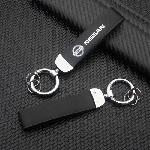 1pc 3D Metal Leather Car Emblem Keychain Printed Key Chain Keyring Accessories For Nissan Nismo X-trail Almera Qashqai Teana MK