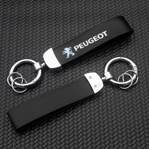 Leather Car Keychains Fashion Auto Logo Printed Key Chain Accessories For Peugeot 107 108 206 207 301 308 407 4008 508 2008 3008