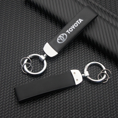 Car Badge Printed Keychain High Quality Leather Keyrings Key Chain Couple Gifts For Toyota Camry 40 Chr Corolla Rav4 Yaris Prado