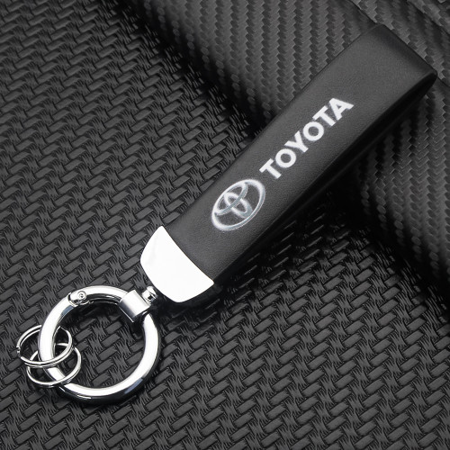 Car Badge Printed Keychain High Quality Leather Keyrings Key Chain Couple Gifts For Toyota Camry 40 Chr Corolla Rav4 Yaris Prado