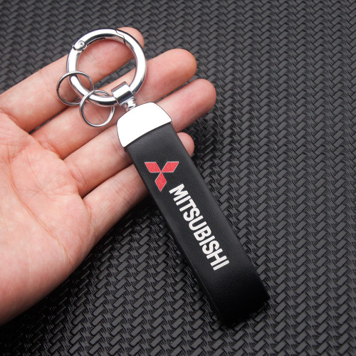 Creative Car Keychain High Quality Leather Auto Emblem Keyring Decorate Keychain For Mitsubishi Asx Lancer Pajero Outlander L200