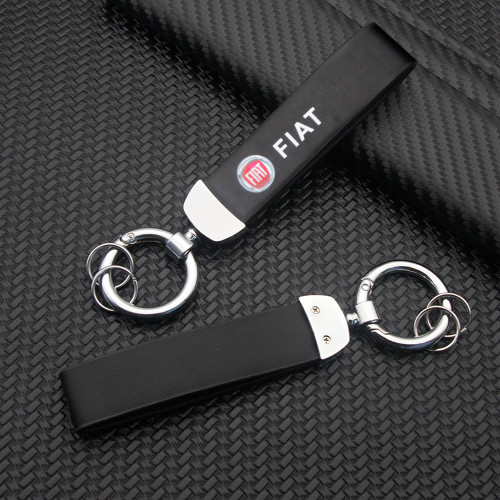 Leather Car Printed Keychain 3D Metal Keyrings Auto Logo Key Chain Accessories Gifts For Fiat 500 Grande-Punto Astra Bravo Panda