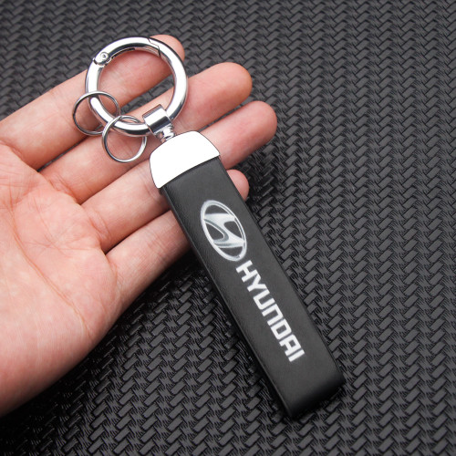 Car Badge Printed Keychain High Quality Leather Keyrings Key Chain Couple Gifts For Hyundai Tucson 2016 Solaris I30 Creta Ix35 I40 IX20 Getz