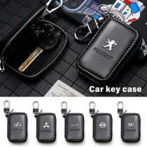 Leather Car Key Wallet Zipper Keys Organizer Fashion Men Keychain Case For Audi Vw Toyota Chevrolet KIA Alfa Renault Accessories