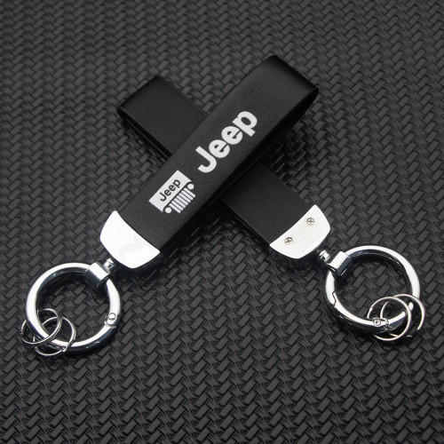 3D Metal Car Keychain Leather Emblem Print Keyrings Auto Decoration Accessories For Jeep Compass Cherokee Renegade Patriot Grand