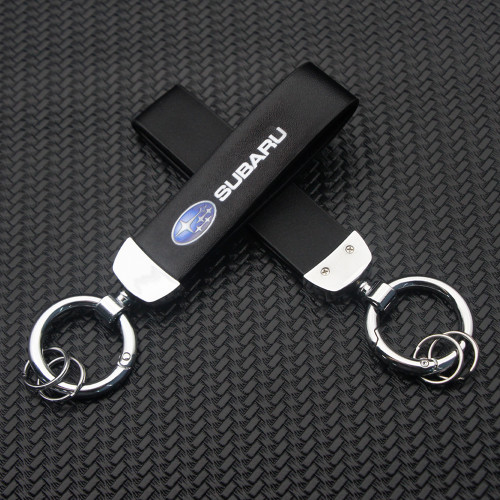 Leather Car Styling Keychains Fashion Auto Logo Printed Key Chain Accessories For Subaru Impreza Forester Outback STI Levorg