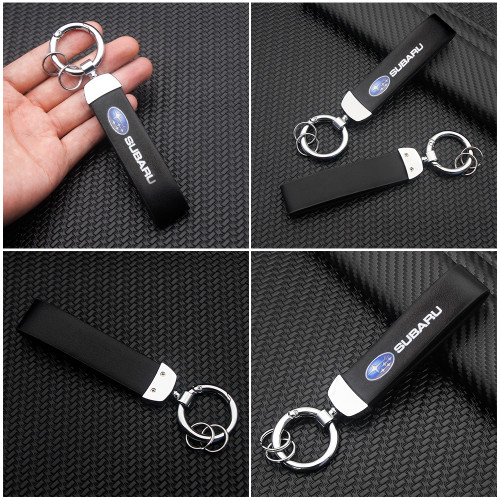 Leather Car Styling Keychains Fashion Auto Logo Printed Key Chain Accessories For Subaru Impreza Forester Outback STI Levorg