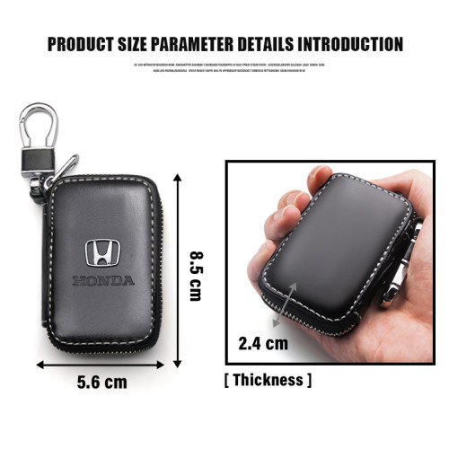 Genuine Leather Car Key Case Zipper Key Coin Wallet Men Multifunctional Keychain Bag For Honda Mugen Power Civic Accord CRV Hrv Fit Jazz
