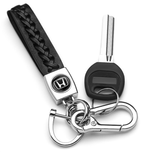 Copy Car Keychain 3D Metal Leather Keyring Fashion logo Key Chain For Honda Civic Fit Odyssey Jazz CRV Accord HRV Stream Legend