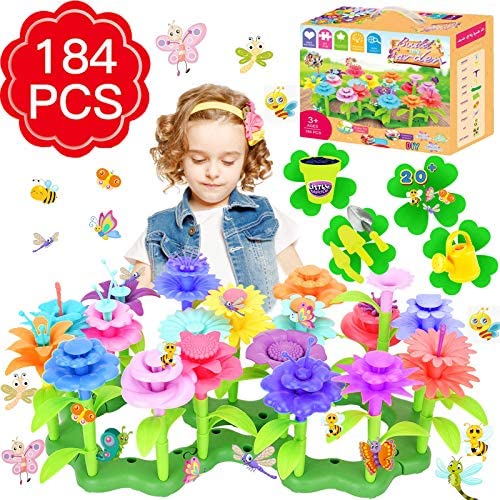 BAISIQI Gifts for 3-6 Year Old Girls Joy-Fun Flower Garden Building Toy Blocks 