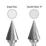 (Model M)Tungsten Carbide Burr Rotary File Shank Diameter 6mm Single/Double Cut for Die Grinder Drill Bits