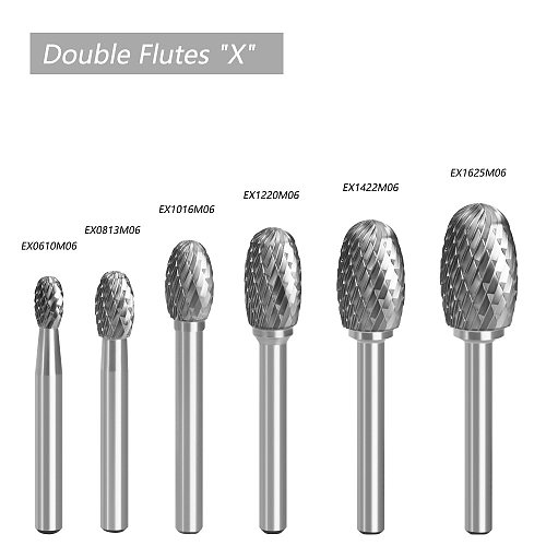 (Model E)Tungsten Carbide Burr Rotary File Shank Diameter 6mm Single/Double Cut for Die Grinder Drill Bits