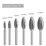 (Model H)Tungsten Carbide Burr Rotary File Shank Diameter 6mm Single/Double Cut for Die Grinder Drill Bits