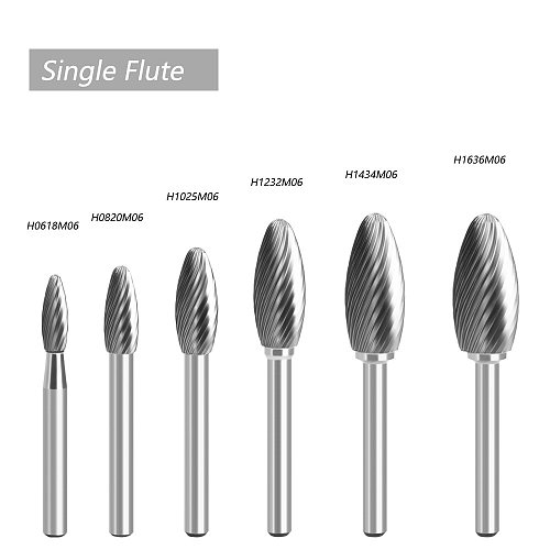 (Model H)Tungsten Carbide Burr Rotary File Shank Diameter 6mm Single/Double Cut for Die Grinder Drill Bits