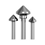 HSS 3 Flute 90 Degree Chamfering Tool Bit Chamfer Deburring Hole Countersink End Mill Cutter Bits for Metal