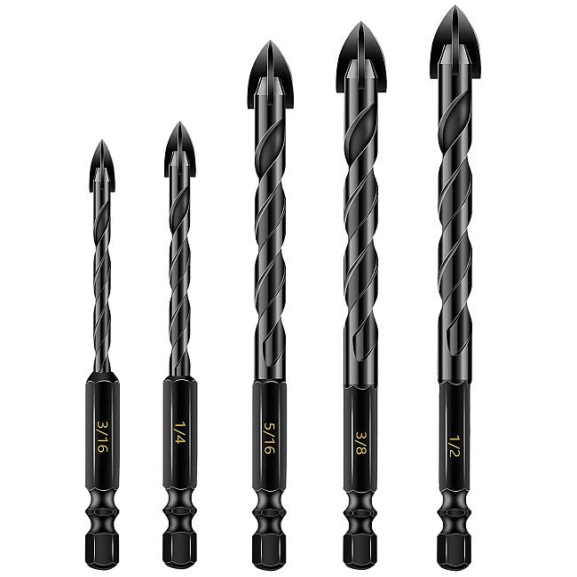Multi-Material Drill Bit for Tile,Concrete, Brick, Glass, Plastic and Wood Tungsten Carbide Tip Best for Wall Mirror and Ceramic Tile on Concrete and Brick Wall