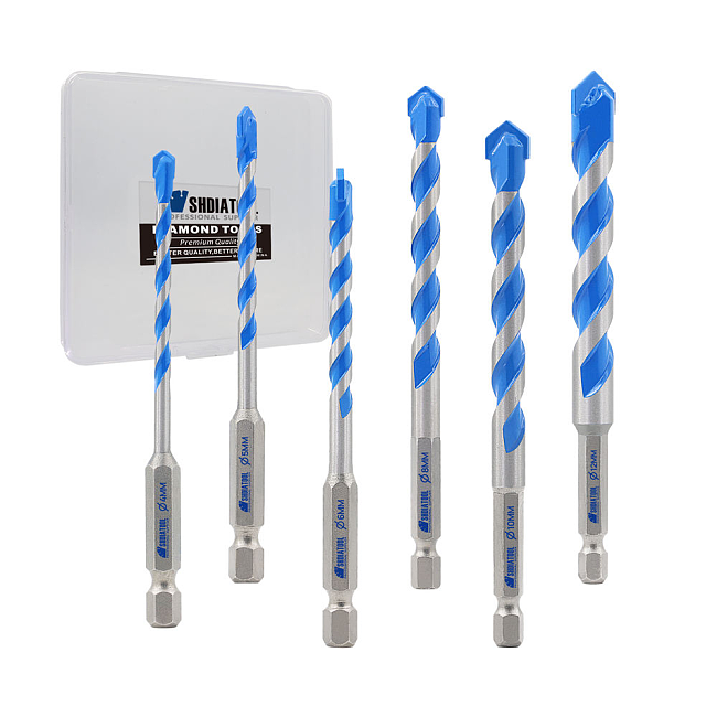 Quick Fit Hammer Drill Bit Set 45681012mm Cross Tungsten Carbide Masonry Hole Saw