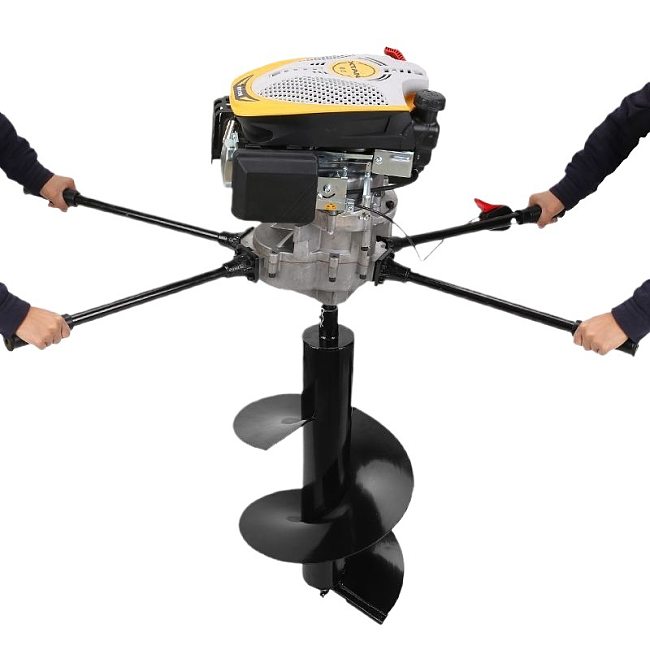 Four-stroke 225 high-power gasoline double-person ground drilling machine digging holes for electric poles photovoltaic pile driver drilling machine