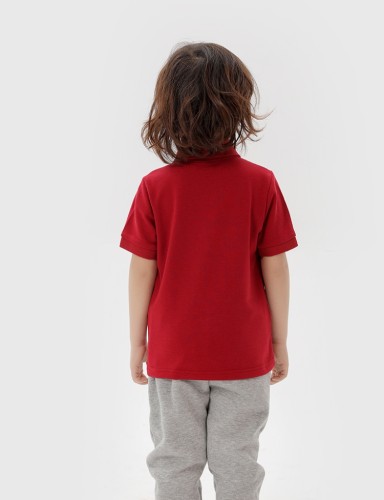 Summer Boy Red Short Sleeve Turndown Print Collar Polo T-Shirt