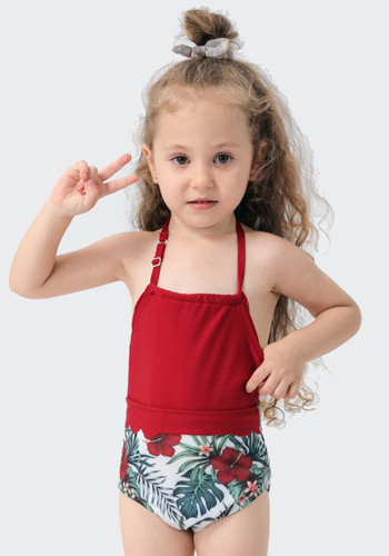 Summer Kids Girl Family Matching Print One Piece Swimwear