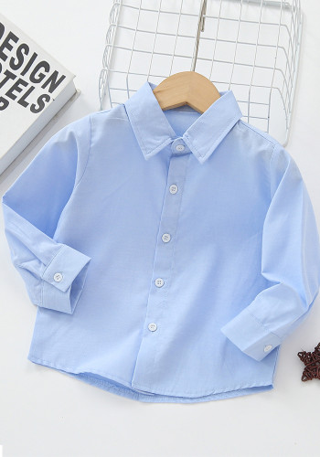 Kids Boy Spring Blue Buttoned Long Sleeve Gentel Shirt