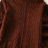 Kids Boy Spring Brown Turndown Collar Basics Knitting Top