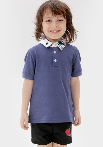 Summer Kids Boy Family Matching Holiday Print Collar Polo Shirt