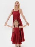 Summer Kids Girl Family Matching Mommy and Me Holiday Red Dress