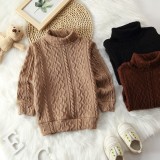 Kids Boy Spring Khaki Turndown Collar Basics Knitting Top