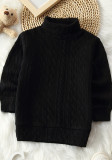 Kids Boy Spring Black Turndown Collar Basics Knitting Top
