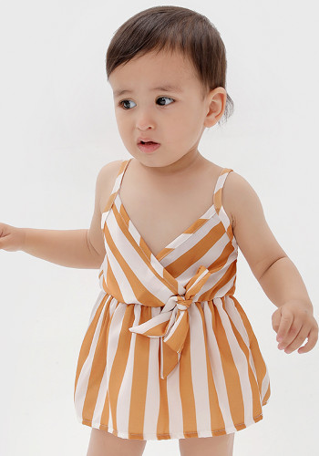 Summer Baby Girl Family Matching Holiday Striped Print Dress