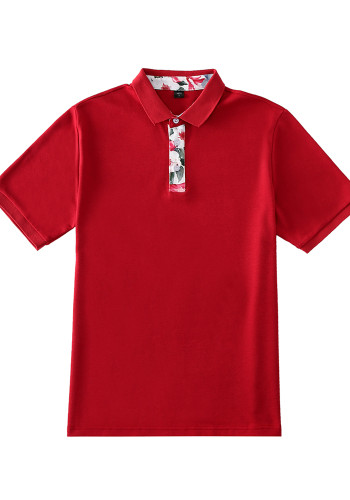 Summer Daddy Family Matching Red Floral Short Sleeve Polo Shirt