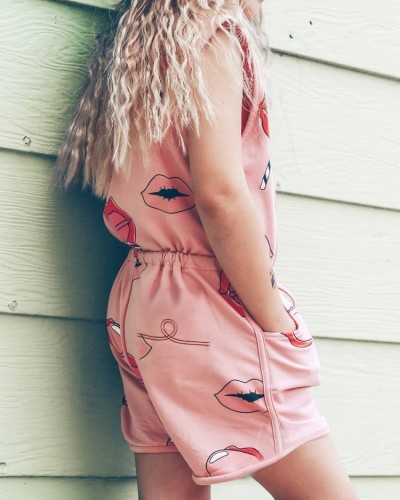 Kids Girl Summer Pink Print Sleeveless Casual Short Romper