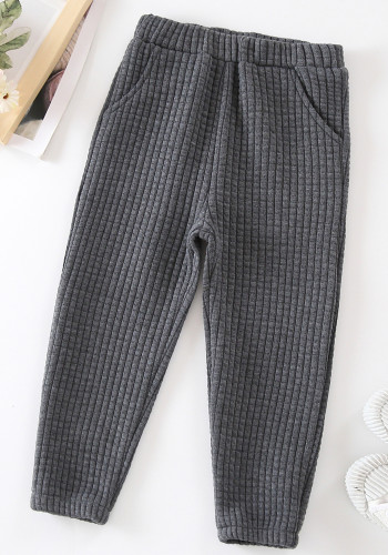 Boy Winter Casual Grey Ankle Banded Pants