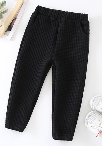 Boy Winter Casual Black Ankle Banded Pants