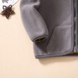 Boy Winter Grey Zipper Long Sleeve Pocket Hoodies