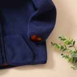 Boy Winter Blue Zipper Long Sleeve Pocket Hoodies